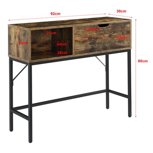 Table Console Tranemo 92 X 30 X 80 Cm Effet Bois Foncé Noir 03_0008596