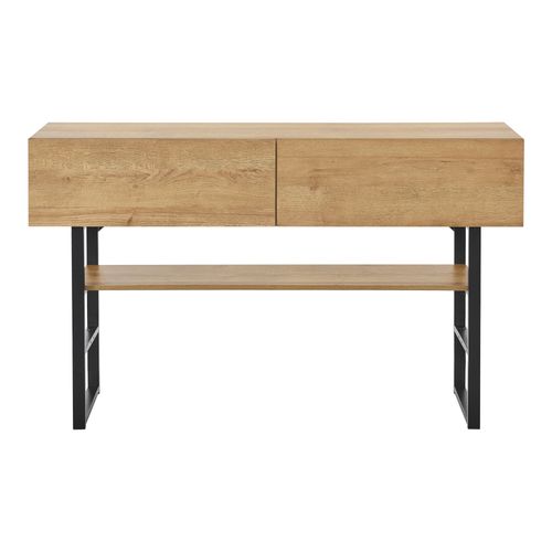 Table Console Métal 75 X 120 X 30 Cm Noir Effet Chêne 03_0008597