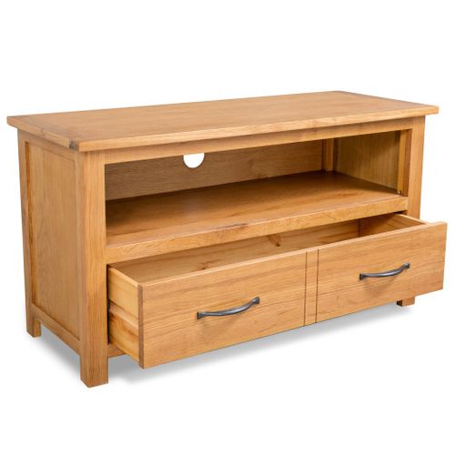 Meuble Télé Buffet TV Télévision Design Pratique 90 Cm Bois De Chêne Massif 2502089