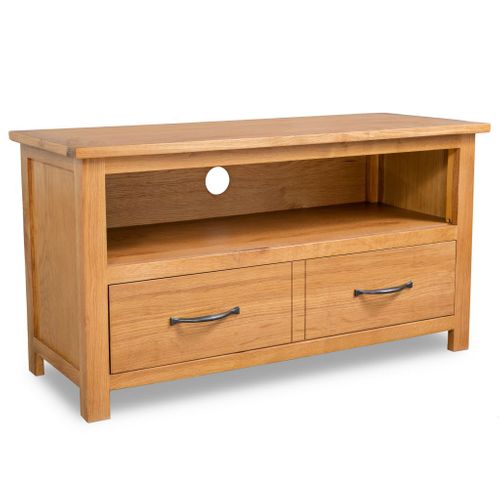 Meuble Télé Buffet TV Télévision Design Pratique 90 Cm Bois De Chêne Massif 2502089
