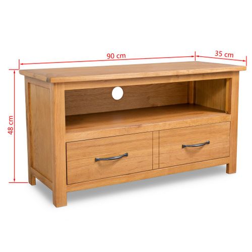 Meuble Télé Buffet TV Télévision Design Pratique 90 Cm Bois De Chêne Massif 2502089