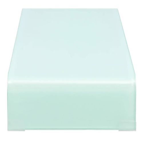 Meuble Télé Buffet TV Télévision Design Pratique Support Pour Moniteur 80 Cm Verre Bl