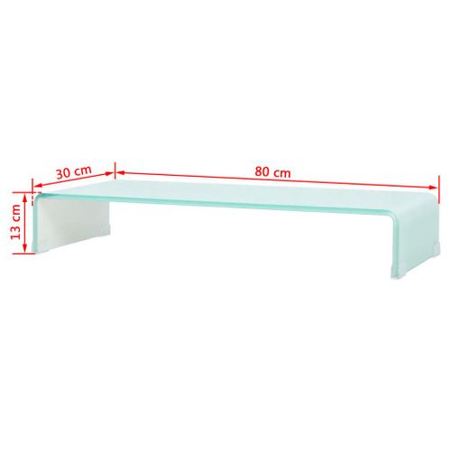 Meuble Télé Buffet TV Télévision Design Pratique Support Pour Moniteur 80 Cm Verre Bl