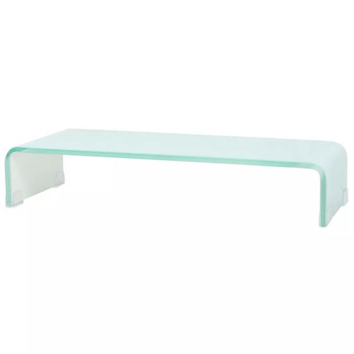 Meuble Télé Buffet TV Télévision Design Pratique Pour Moniteur 60 Cm Verre Blanc 250