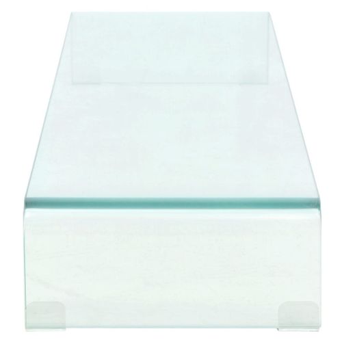 Meuble Télé Buffet TV Télévision Design Pratique De Moniteur 120 Cm Verre Transparen