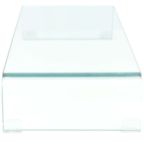 Meuble Télé Buffet TV Télévision Design Pratique Pour Moniteur 80 Cm Verre Transpare