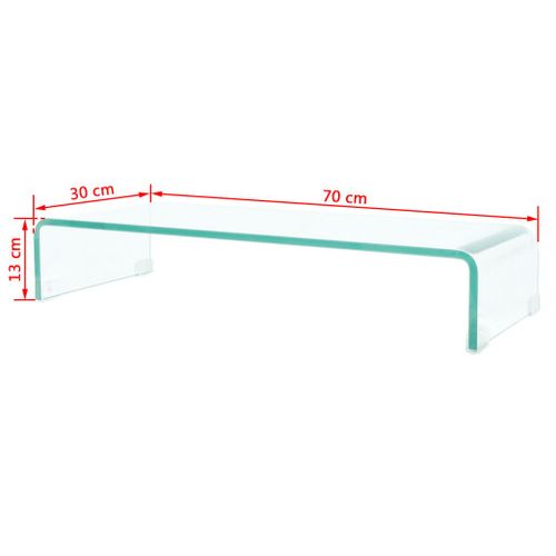 Meuble Télé Buffet TV Télévision Design Pratique Pour Moniteur 70 Cm Verre Transparen