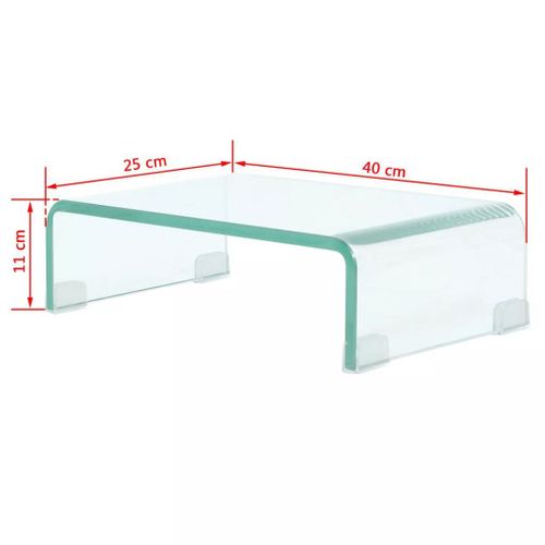 Meuble Télé Buffet TV Télévision Design Pratique Pour Moniteur 40 Cm Verre Transparen