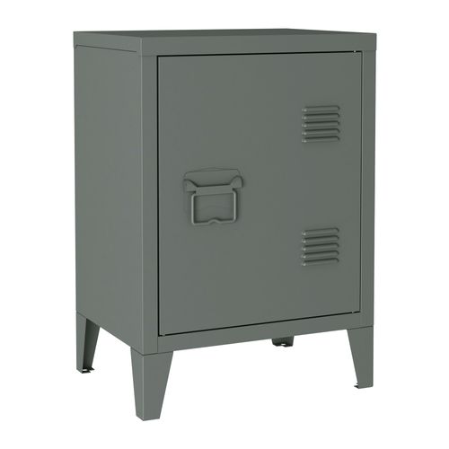 Table De Chevet En Acier Laminé 57 X 40 X 30 Cm Gris Foncé 03_0008681