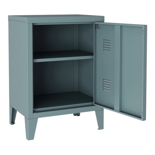 Table De Chevet En Acier Laminé 57 X 40 X 30 Cm Gris-bleu 03_0008682