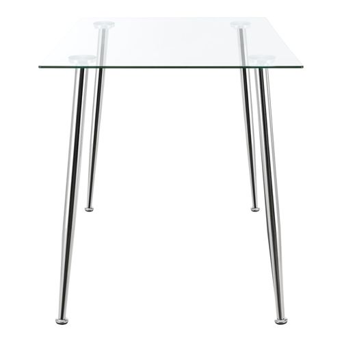 Table De Salle à Manger Verre Trempé Acier 75 X 110 X 70 Cm Chrome 03_0008701