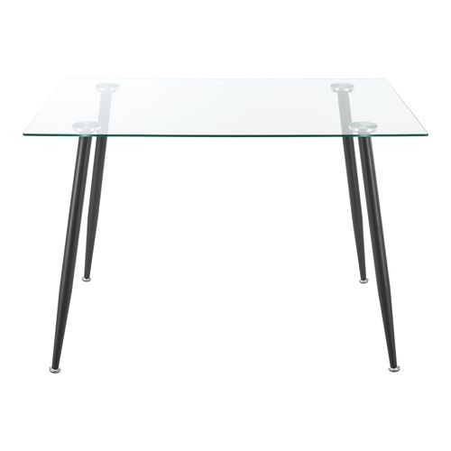 Table De Salle à Manger Verre Trempé Acier 75 X 110 X 70 Cm Noir 03_0008702