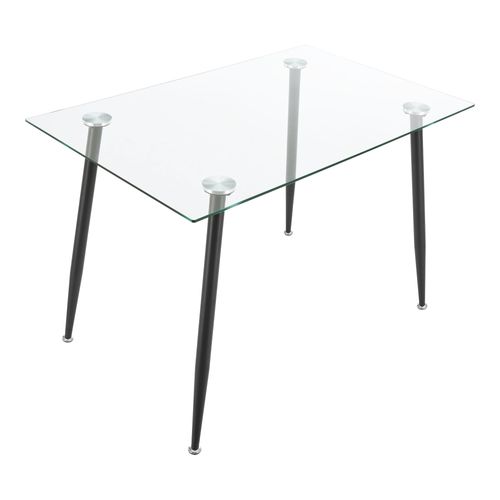 Table De Salle à Manger Verre Trempé Acier 75 X 110 X 70 Cm Noir 03_0008702