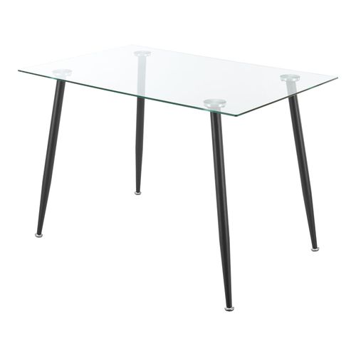 Table De Salle à Manger Verre Trempé Acier 75 X 110 X 70 Cm Noir 03_0008702