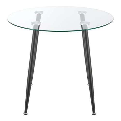Table De Salle à Manger Ronde Verre Trempé Acier 75 X 87 Cm Transparent Noir 03_00087