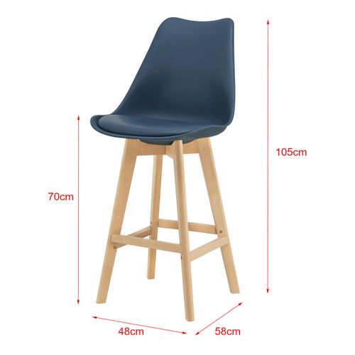 Lot De 4 Tabourets De Bar Plastique Synthétique Hêtre 105 X 48 X 58 Cm Bleu 03_000871