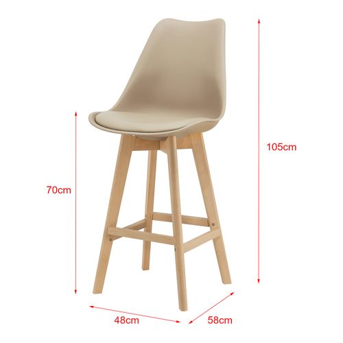 Lot De 6 Tabourets De Bar Plastique Synthétique Hêtre 105 X 48 X 58 Cm Beige 03_00087