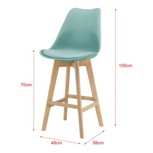 Lot De 6 Tabourets De Bar Plastique Synthétique Hêtre 105x48x58 Cm Menthe 03_0008727
