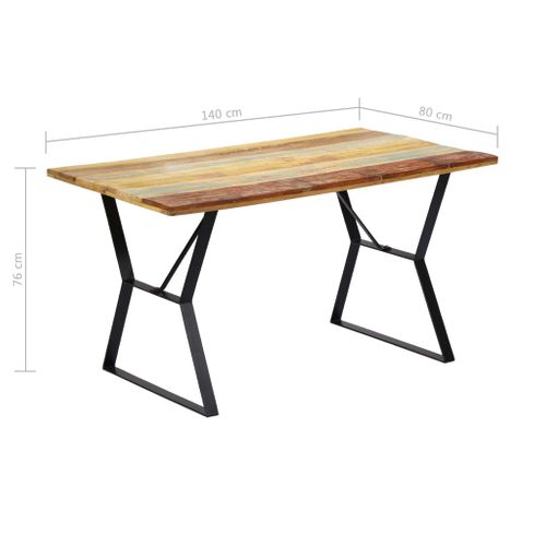 Table De Salle à Manger Design 140x80x76cm Bois De Récupération Massif 0902153