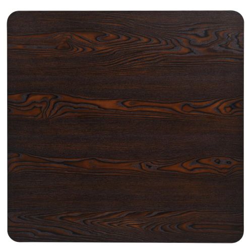 Table Haute Mange Debout Bar Bistrot Mdf Et Acier Carré 80 X 80 Cm Frêne Foncé Marron