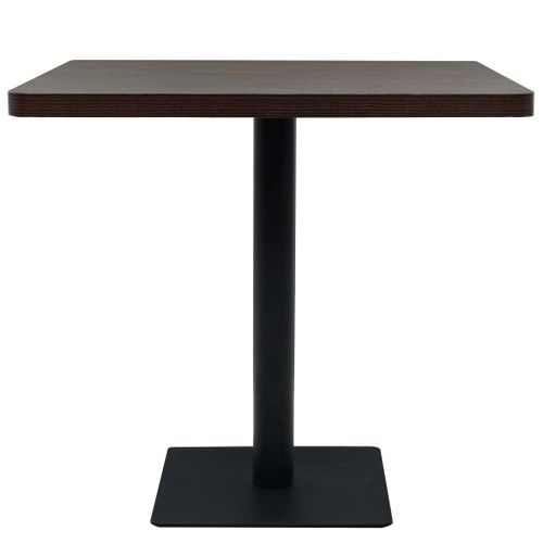 Table Haute Mange Debout Bar Bistrot Mdf Et Acier Carré 80 X 80 Cm Frêne Foncé Marron