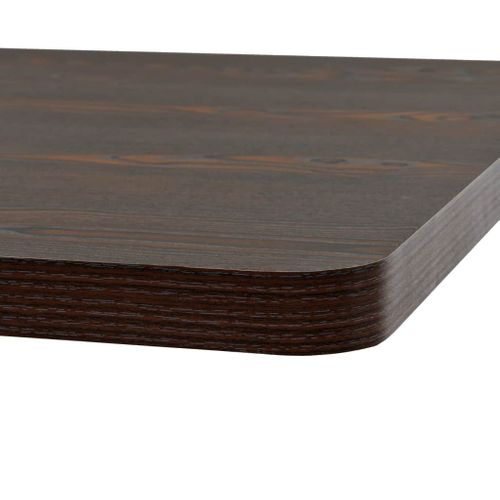Table Haute Mange Debout Bar Bistrot Mdf Et Acier Carré 80 X 80 Cm Frêne Foncé Marron