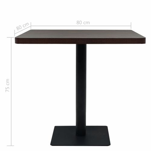 Table Haute Mange Debout Bar Bistrot Mdf Et Acier Carré 80 X 80 Cm Frêne Foncé Marron