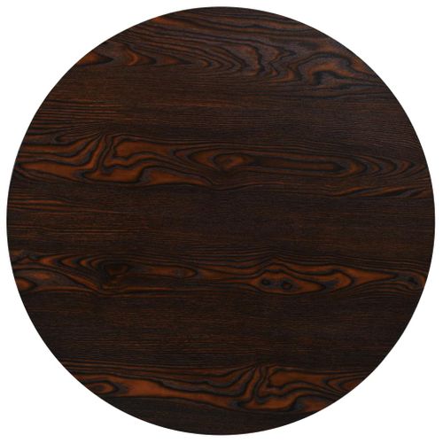 Table Haute Mange Debout Bar Bistrot Mdf Et Acier Rond 80 Cm Frêne Foncé Marron 09021