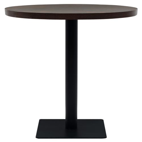 Table Haute Mange Debout Bar Bistrot Mdf Et Acier Rond 80 Cm Frêne Foncé Marron 09021