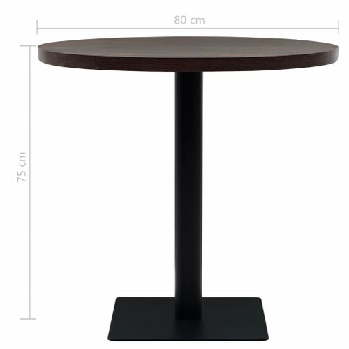 Table Haute Mange Debout Bar Bistrot Mdf Et Acier Rond 80 Cm Frêne Foncé Marron 09021