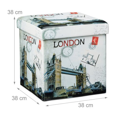 Tabouret Pliant Coffre De Rangement Banc Pliable 38 X 38 Cm Londres Multicolore 20130