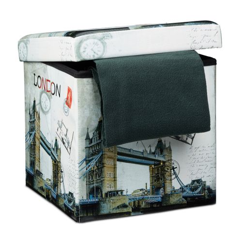 Tabouret Pliant Coffre De Rangement Banc Pliable 38 X 38 Cm Londres Multicolore 20130