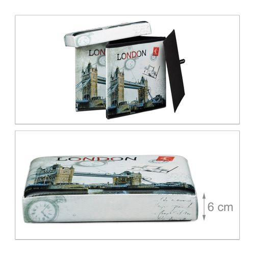 Tabouret Pliant Coffre De Rangement Banc Pliable 38 X 38 Cm Londres Multicolore 20130