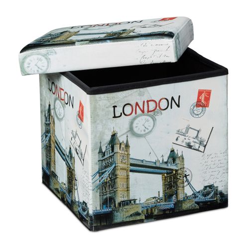 Tabouret Pliant Coffre De Rangement Banc Pliable 38 X 38 Cm Londres Multicolore 20130