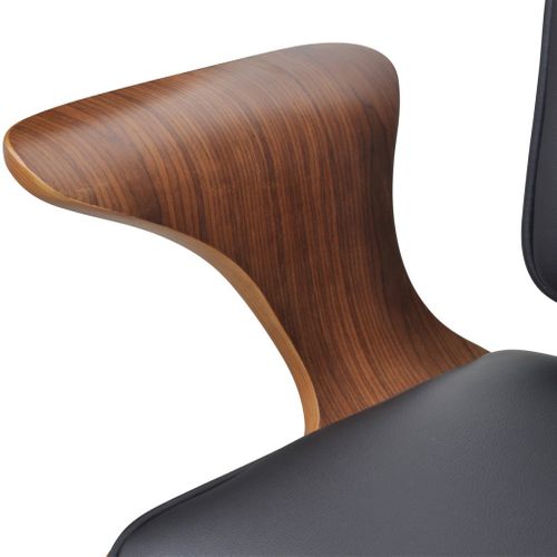 Fauteuil Chaise Chaise De Bureau Rotative En Bois Cintré Avec Revêtement En Faux Cuir