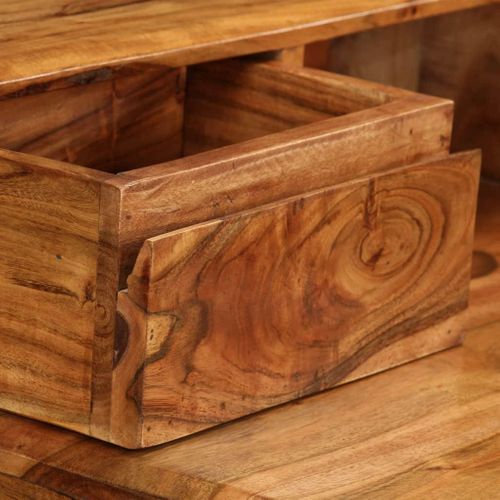 Bureau Table Meuble Travail Informatique Avec Tiroirs Bois Massif 88 Cm 0502139