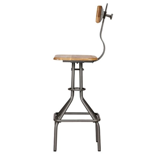 Lot De Deux Tabourets De Bar Design Chaise Sièges Teck Recyclé Massif 1202129