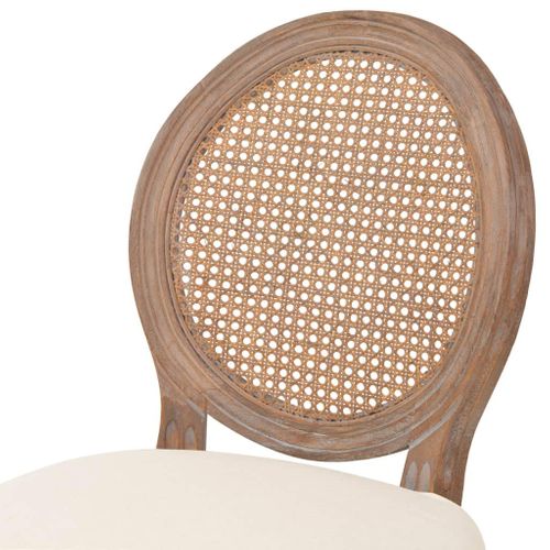 Lot De Deux Tabourets De Bar Design Chaise Siège Rotin Blanc Crème 1202150