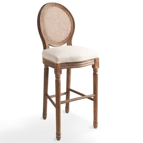 Lot De Deux Tabourets De Bar Design Chaise Siège Rotin Blanc Crème 1202150