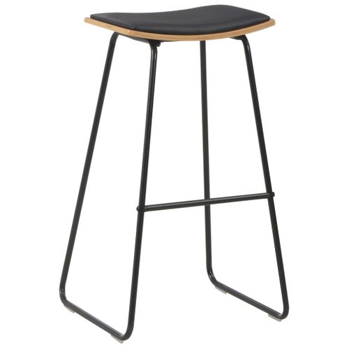 Lot De Deux Tabourets De Bar Design Chaise Siège Synthétique Noir Acier 1202099