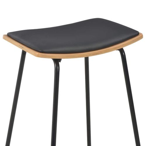 Lot De Deux Tabourets De Bar Design Chaise Siège Synthétique Noir Acier 1202099