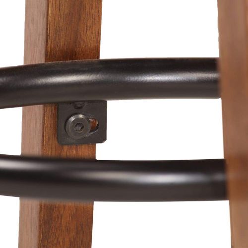 Lot De Deux Tabourets De Bar Design Chaise Siège Bois D'acacia Cuir Véritable 1202112