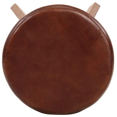 Lot De Deux Tabourets De Bar Design Chaise Siège Bois D'acacia Cuir Véritable 1202112