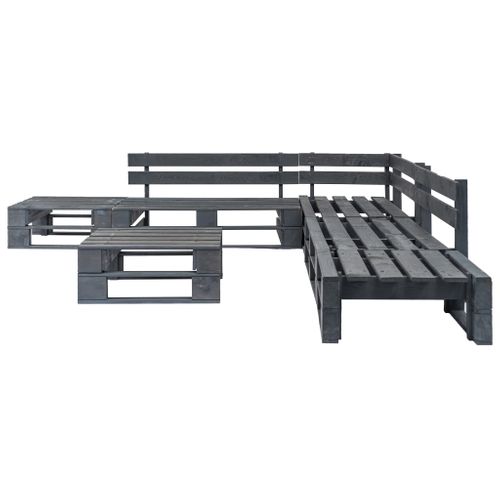 Salon De Jardin Meuble D'extérieur Ensemble De Mobilier Palette 6 Pièces Bois Gris 02