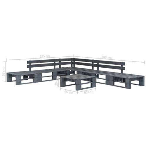 Salon De Jardin Meuble D'extérieur Ensemble De Mobilier Palette 6 Pièces Bois Gris 02