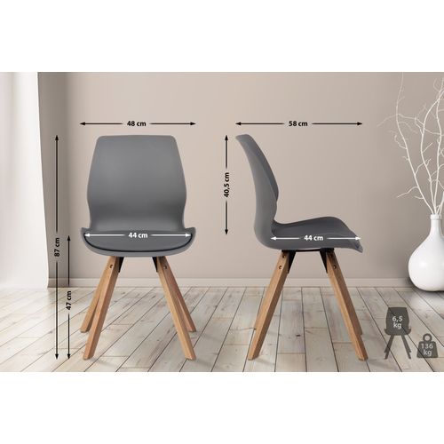 Lot De 2 Chaises De Salle à Manger En Plastique Gris Style Scandinave Pieds Bois Cds101142