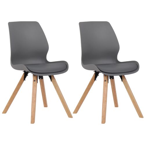 Lot De 2 Chaises De Salle à Manger En Plastique Gris Style Scandinave Pieds Bois Cds101142