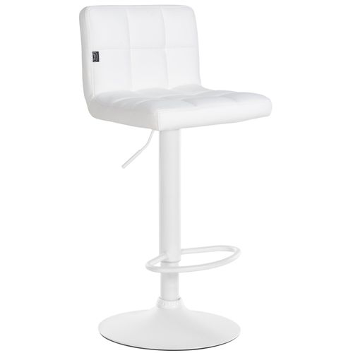 Tabouret De Bar Chaise Haute De Bar Pied Trompette Métal Blanc Siège Synthétique Blanc Tdb10614