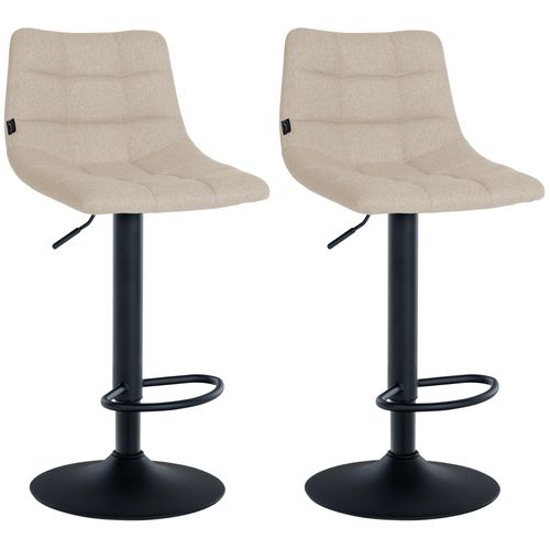 Lot De 2 Tabourets De Bar En Tissu Crème Base En Trompette Réglable En Hauteur Et Repose-pieds Tdb