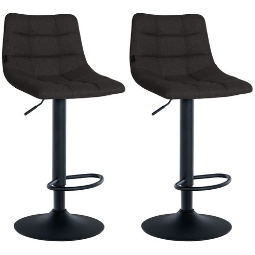 Lot De 2 Tabourets De Bar En Tissu Noir Base Métal Noir Réglable En Hauteur Et Repose-pieds Tdb106